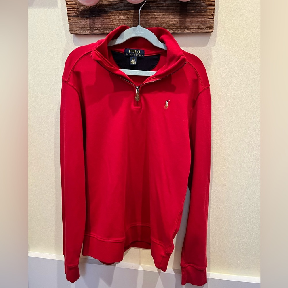 Polo Ralph Lauren red 1/4 zip boys large shirt 14/16